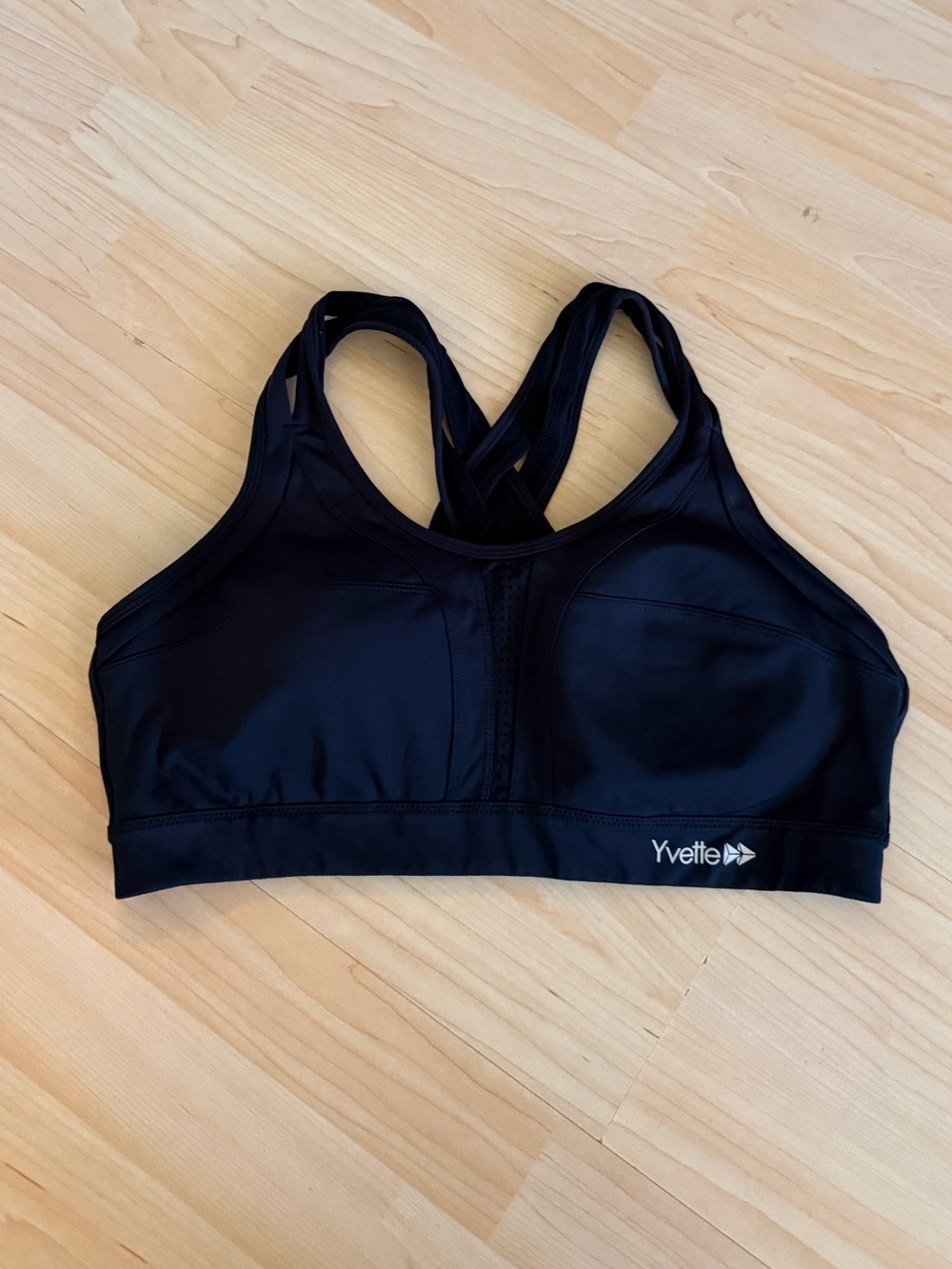 Yvette Women's Black Sports Bra - Supportive Activewear. Size XL+